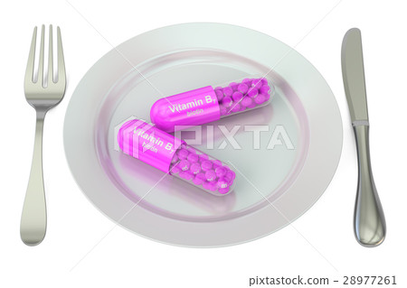 Diet and healthy meal Plate with vitamin B7 28977261