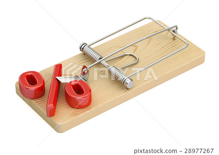 mousetrap with percent symbol, 3D rendering 28977267
