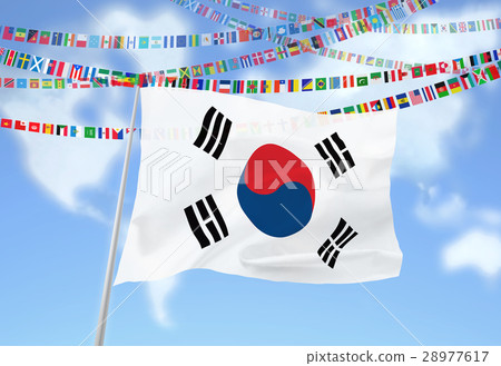 World map sky and Garland 28977617