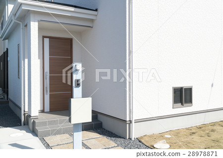 Residential entrance approach Approach design Residential exterior Exterior White exterior wall siding 28978871