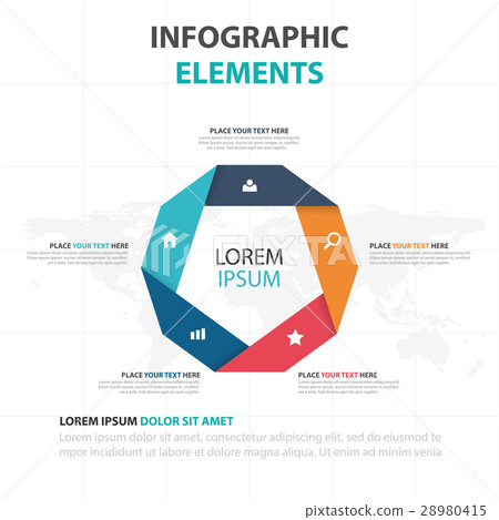 colorful pentagon business Infographics elements 28980415