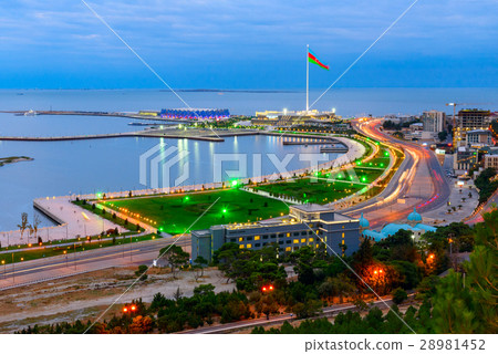 View of the city Baku and National Flag Square View of the city Baku and National Flag Square 28981452