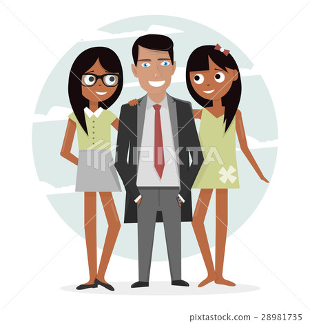 Man surrounded by two beautiful girls. Successful 28981735