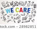 Drawn doodle medicine icon set background. 28982851
