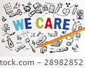 Drawn doodle medicine icon set background. 28982852