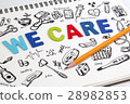 Drawn doodle medicine icon set background. 28982853