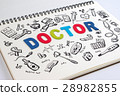 Drawn doodle medicine icon set background. 28982855