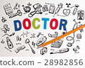 Drawn doodle medicine icon set background. 28982856