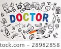 Drawn doodle medicine icon set background. 28982858