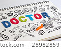 Drawn doodle medicine icon set background. 28982859
