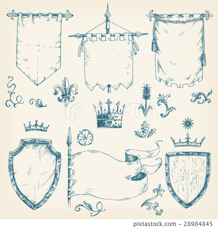 Vector hand drawn collection of heraldic templates 28984845