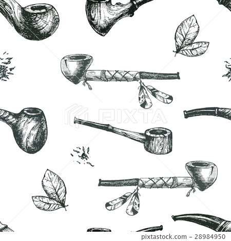 Hand drawn vector smoking pipes, sketchy engraving - Stock Illustration ...