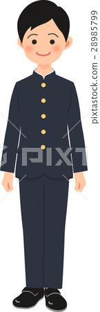 Male junior high school student standing straight in the school run 28985799