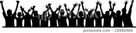 Crowd silhouette black and white 28986966