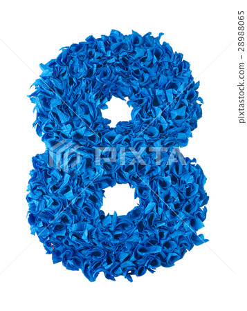 Eight. Handmade number 8 from blue scraps of paper Eight. Handmade number 8 from blue scraps of paper 28988065