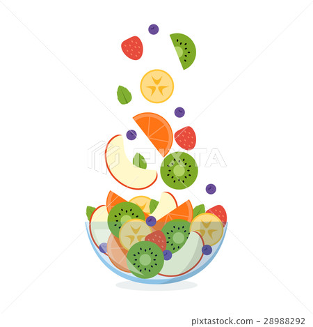 Fruit salad with ingredients flying in the air 28988292