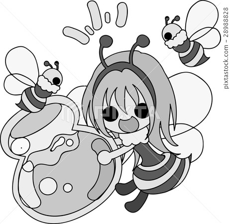 A cute girl and a bee illustration 28988828