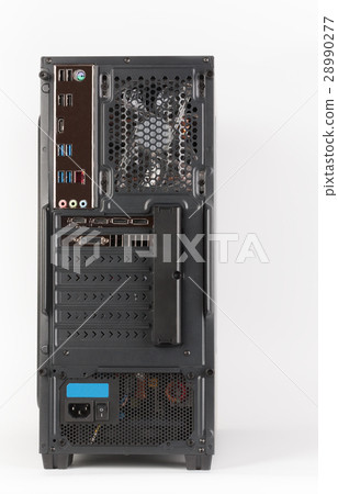 Back side of midi tower computer case Back side of midi tower computer case 28990277