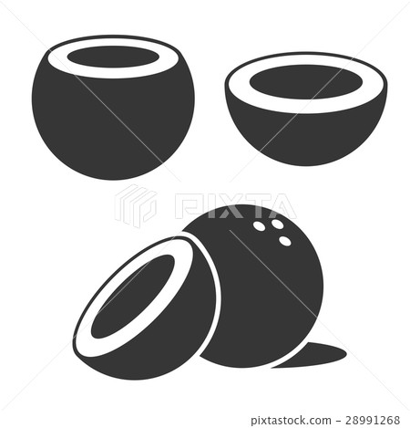 Coconut Icons set on White Background. Vector 28991268