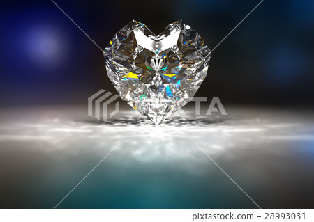3d rendering of Diamon heart shape in a dark. 28993031