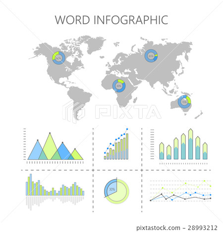 World Infographics Vector with Graphs and Diagrams - Stock Illustration ...