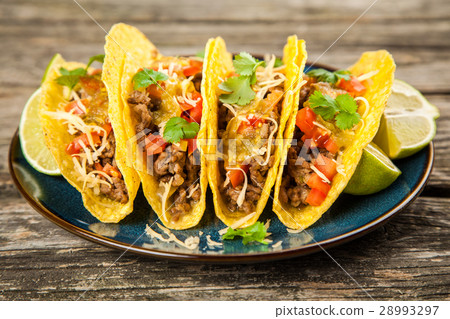 Mexican tacos with beef 28993297