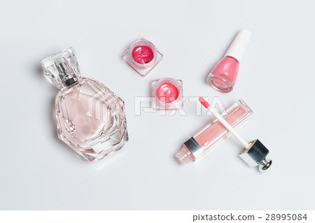 Perfume bottle, nail polish, lipstick. Fashion Perfume bottle, nail polish, lipstick. Fashion 28995084