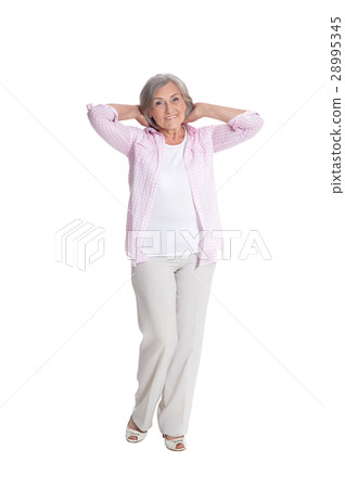 Portrait of a beautiful happy elderly woman Portrait of a beautiful happy elderly woman 28995345