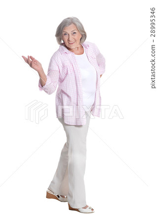 Portrait of a beautiful happy elderly woman Portrait of a beautiful happy elderly woman 28995346