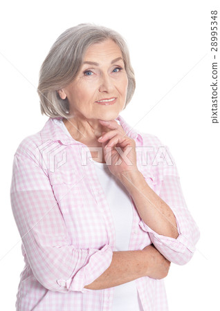 Portrait of a beautiful happy elderly woman Portrait of a beautiful happy elderly woman 28995348