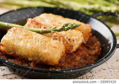 bacalao a la vizcaina, a spanish recipe of codfish 28995420