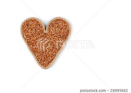 Symbolic heart made from rope with buckwheat grain Symbolic heart made from rope with buckwheat grain 28995682