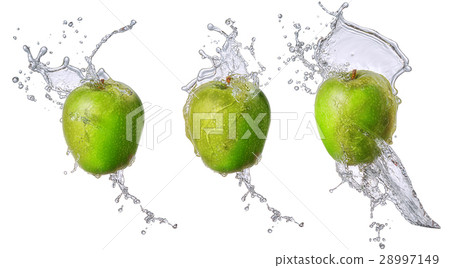 Water splash with apple isolated 28997149