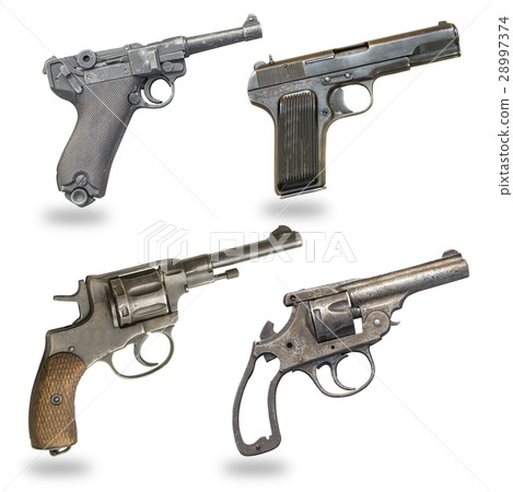 set of pistols isolated on white background set of pistols isolated on white background 28997374