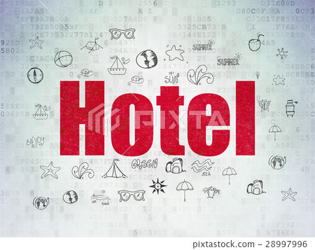 Tourism concept: Hotel on Digital Data Paper Tourism concept: Hotel on Digital Data Paper 28997996