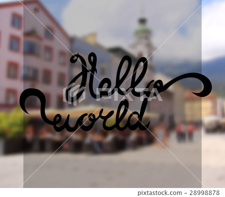 Hello world hand lettering design inscription on - Stock Illustration ...