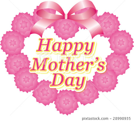 Mother's day pink carnation heart - Stock Illustration [28998935