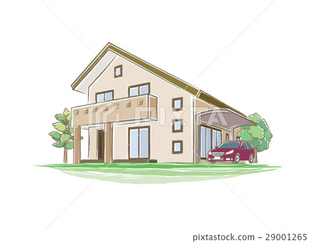 Illustration of handwritten style house 29001265