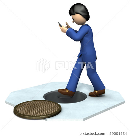 Businessman who plays a dangerous walking smartphone Businessman who plays a dangerous walking smartphone 29001384