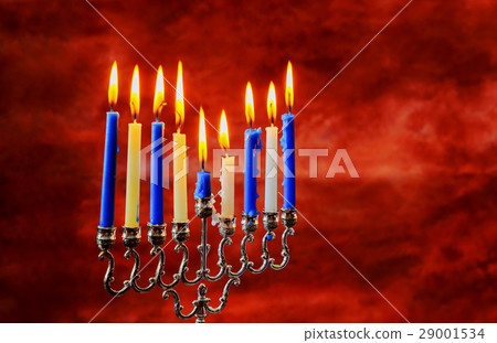 Hanukkah creative background with menorah. 29001534