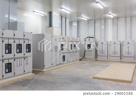 Electric control cabinet substation in a factory - Stock Photo ...