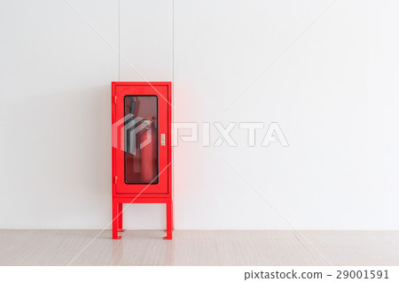 Fire Extinguisher in red Cabinet on Wall 29001591
