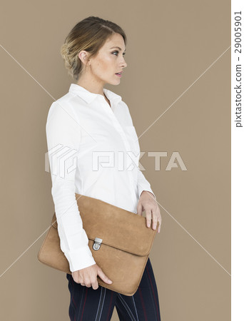 Business Woman Side View Briefcase Concept Business Woman Side View Briefcase Concept 29005901
