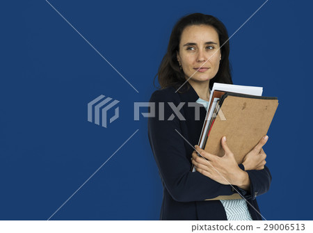 Caucasian Business Woman Documents Smiling Caucasian Business Woman Documents Smiling 29006513