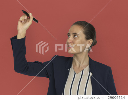 Caucasian Woman Teaching Presenting Caucasian Woman Teaching Presenting 29006514