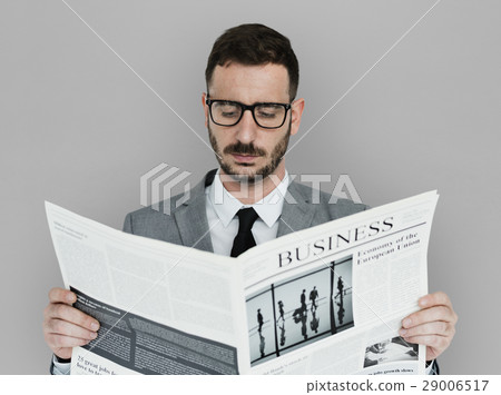 Caucasian Business Man Newspaper Caucasian Business Man Newspaper 29006517