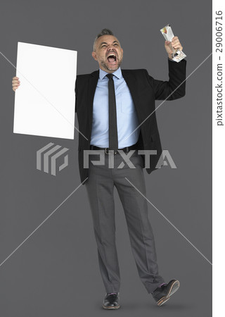 Caucasian Business Man Award Victory Roar Caucasian Business Man Award Victory Roar 29006716