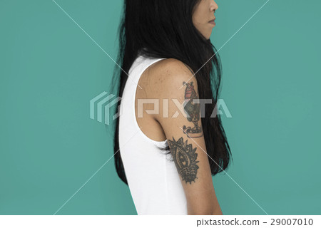 Asian Woman Tattoo Sideview Asian Woman Tattoo Sideview 29007010