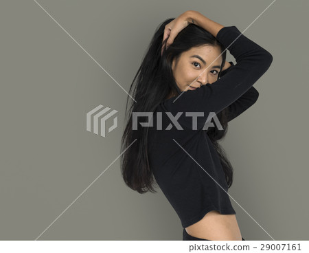 Young woman casual studio portriat in crop-top Young woman casual studio portriat in crop-top 29007161