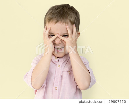 Caucasian Little Boy Hands Covering Face Caucasian Little Boy Hands Covering Face 29007550